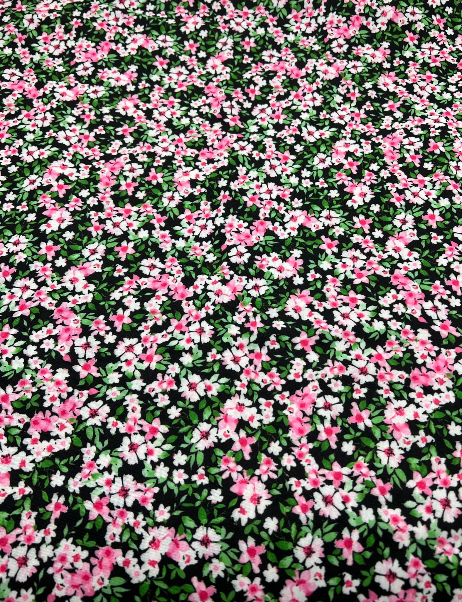 Ditsy Multi Floral Print Spun Poly Stretch Fabric - T9 Fabrics